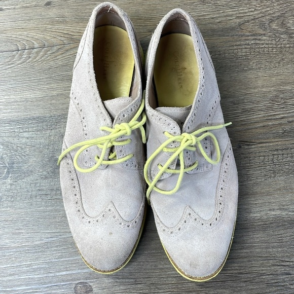 Cole Haan Lunargrand Women Brown Tan Lime Wingtip Oxford Shoes Size 9 1/2 - Picture 9 of 12